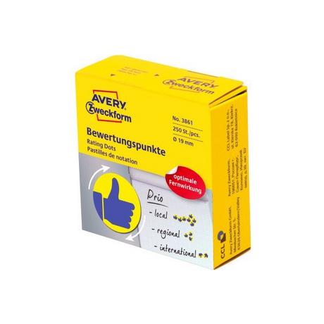 Avery-Zweckform AVERY ZWECKFORM Bewertungspunkte Daumen 19mm, 250 Stück  