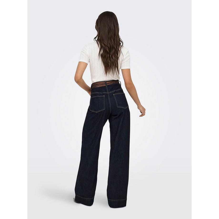 ONLY Weite Jeans mit integriertem Schalgürtel  