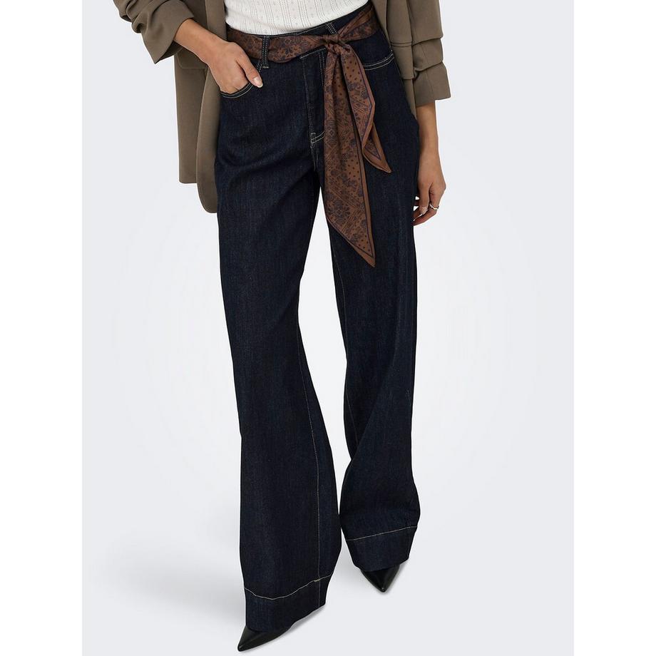 ONLY Weite Jeans mit integriertem Schalgürtel  