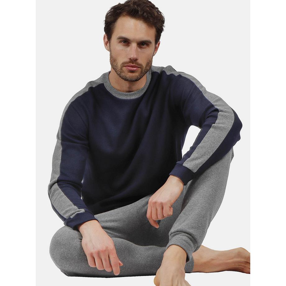 Admas Pyjama Hausanzug Hose und Oberteil mit langen Ärmeln Solid  