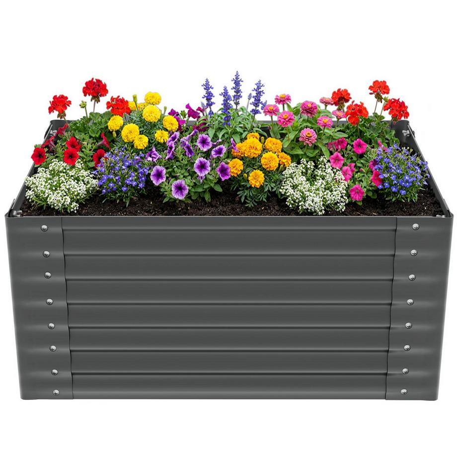 Tectake Aiuola rialzata da giardino in acciaio zincato Salvia In acciaio zincato resistente  