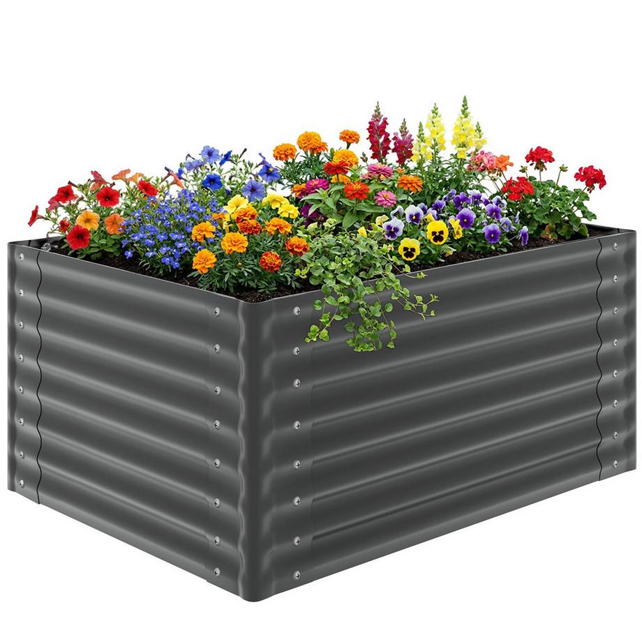 Tectake Aiuola rialzata da giardino in acciaio zincato Salvia In acciaio zincato resistente  