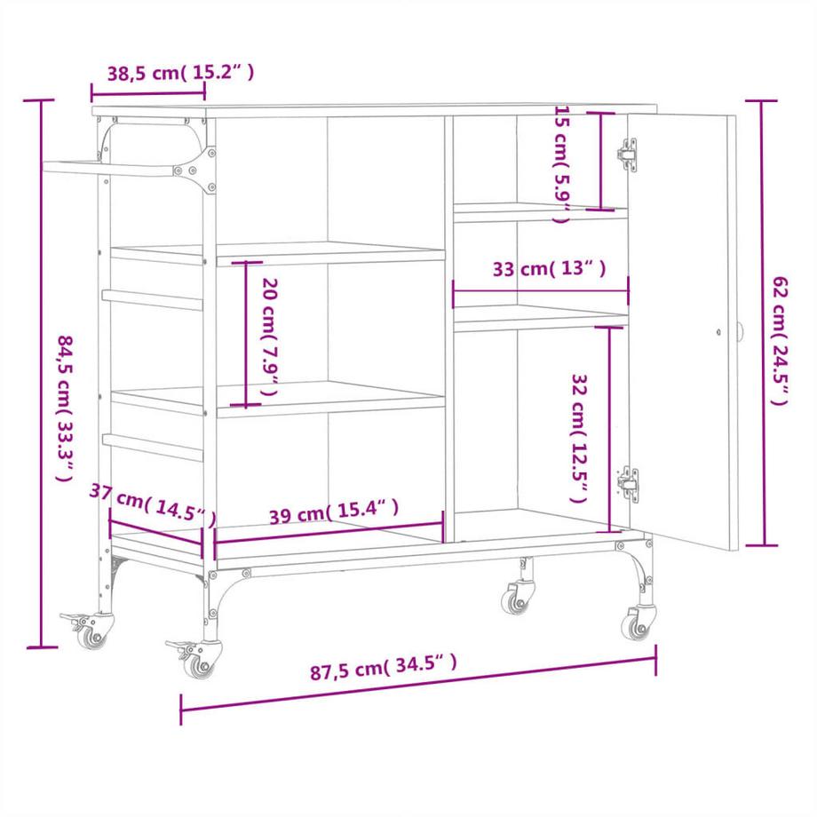 VidaXL carrello da cucina Legno multistrato  