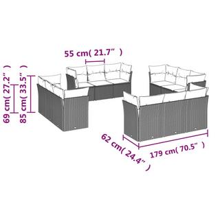 VidaXL Ensemble de canapés de jardin rotin synthétique  