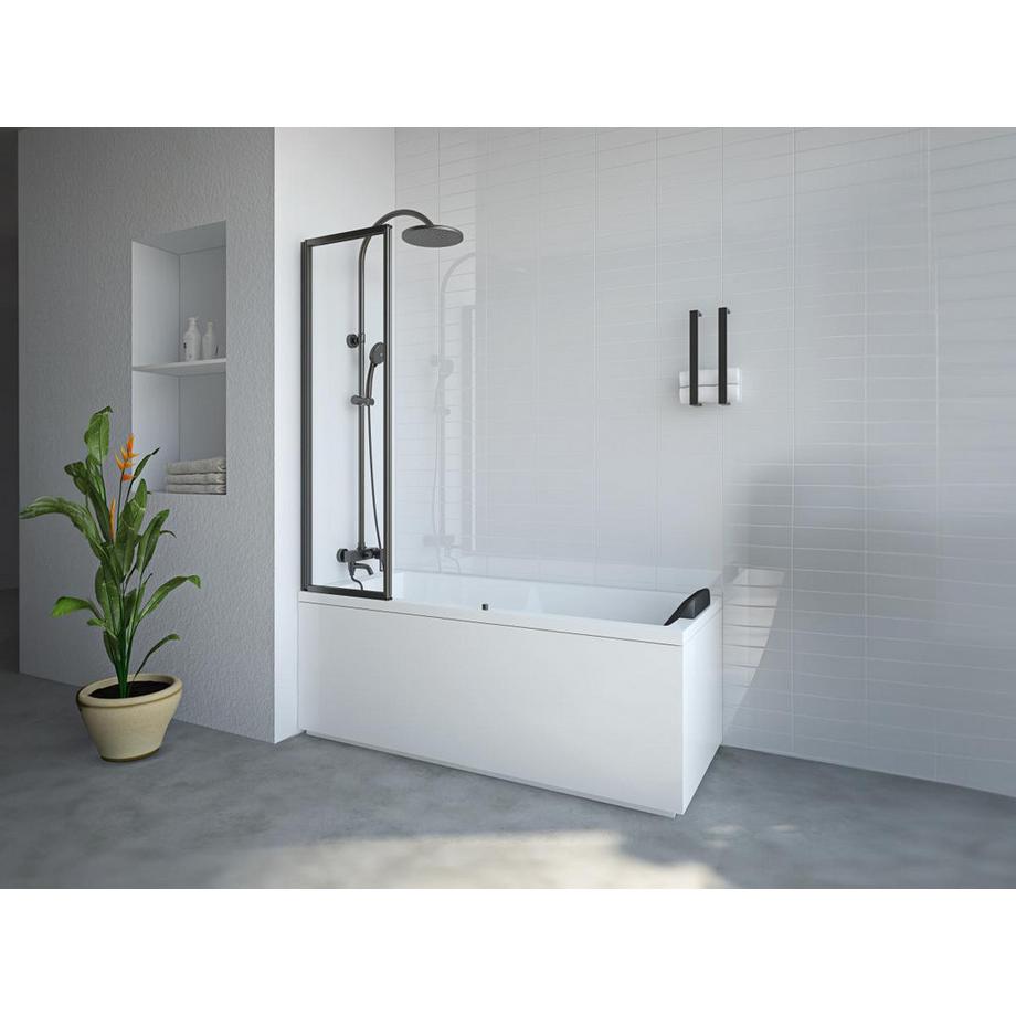 SHOWER DESIGN Duschtrennwand Badewanne klappbar - Metall - Industrial Style - Schwarz matt - 80 x 140 cm - DISTRICT  