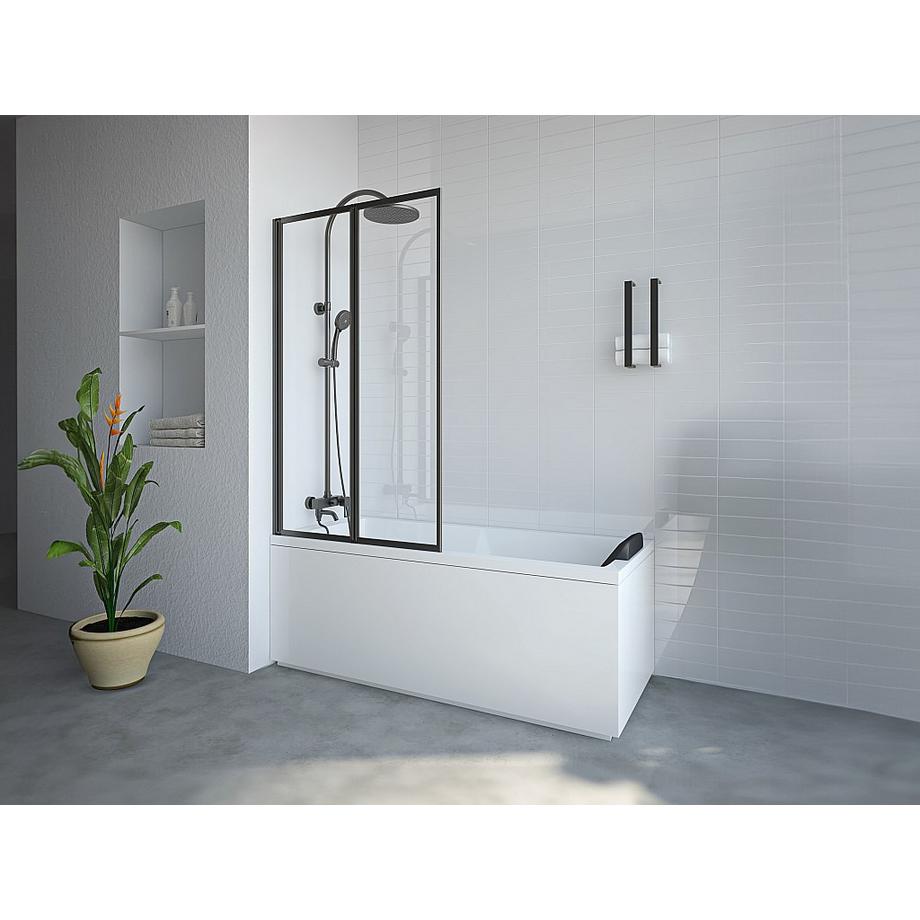 SHOWER DESIGN Duschtrennwand Badewanne klappbar - Metall - Industrial Style - Schwarz matt - 80 x 140 cm - DISTRICT  