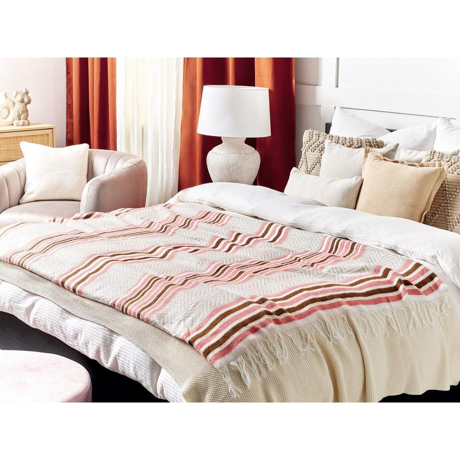 Beliani MAGAR Boho Coperta a Strisce  
