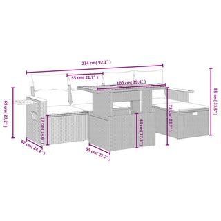 VidaXL Ensemble de canapés de jardin rotin synthétique  