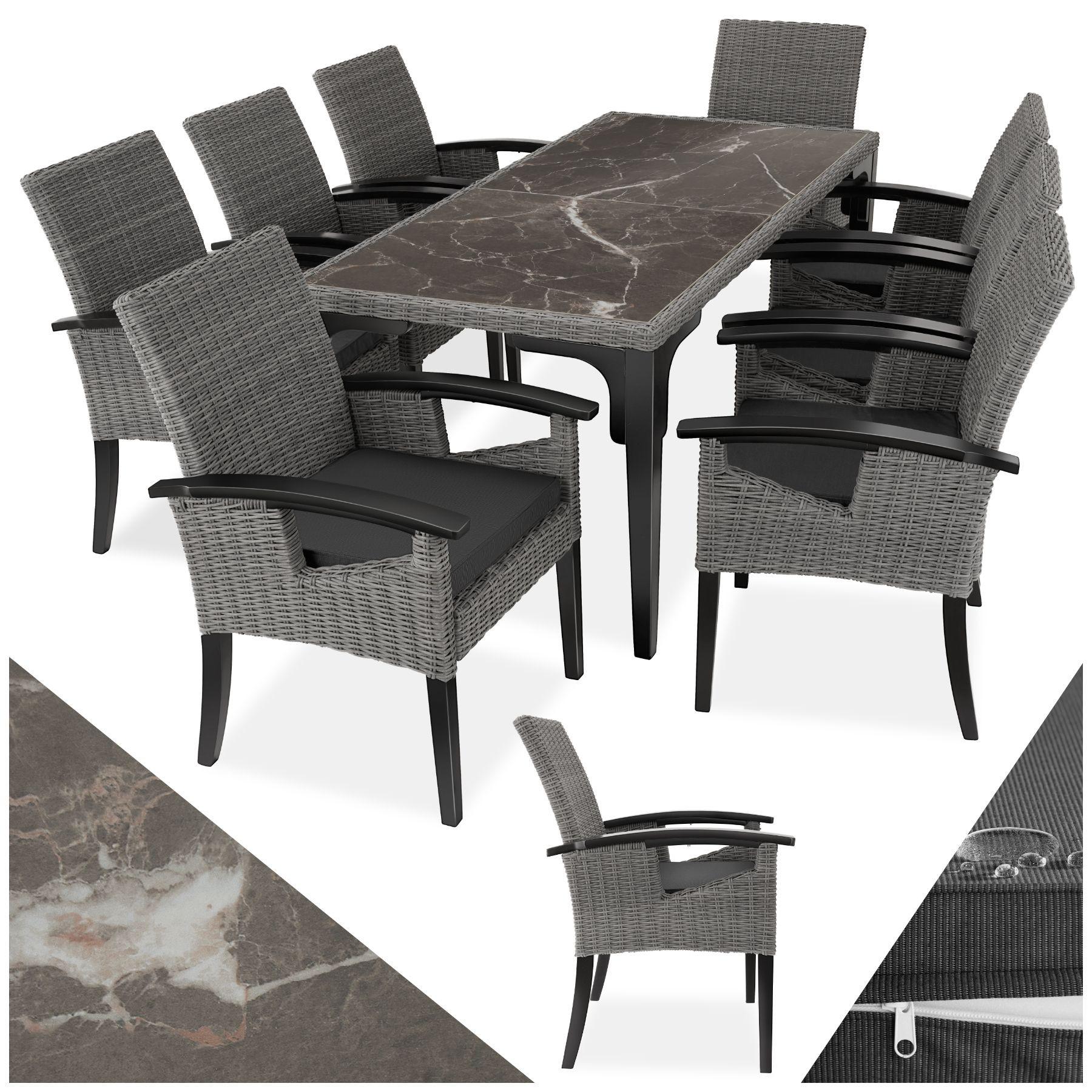 Tectake Table en rotin Foggia avec 8 chaises  