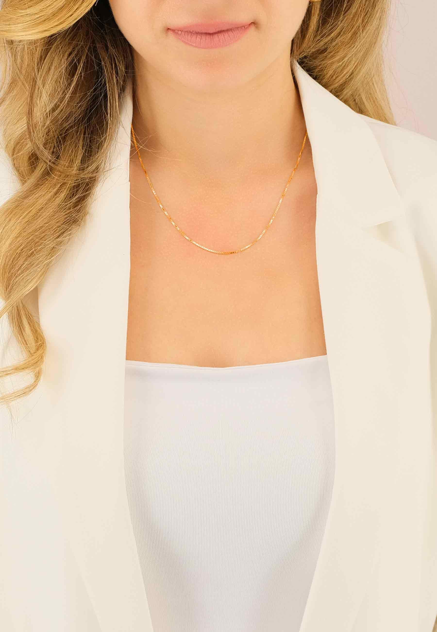 MUAU Schmuck  Collier Venezianer Rotgold 750, 1mm, 50cm 