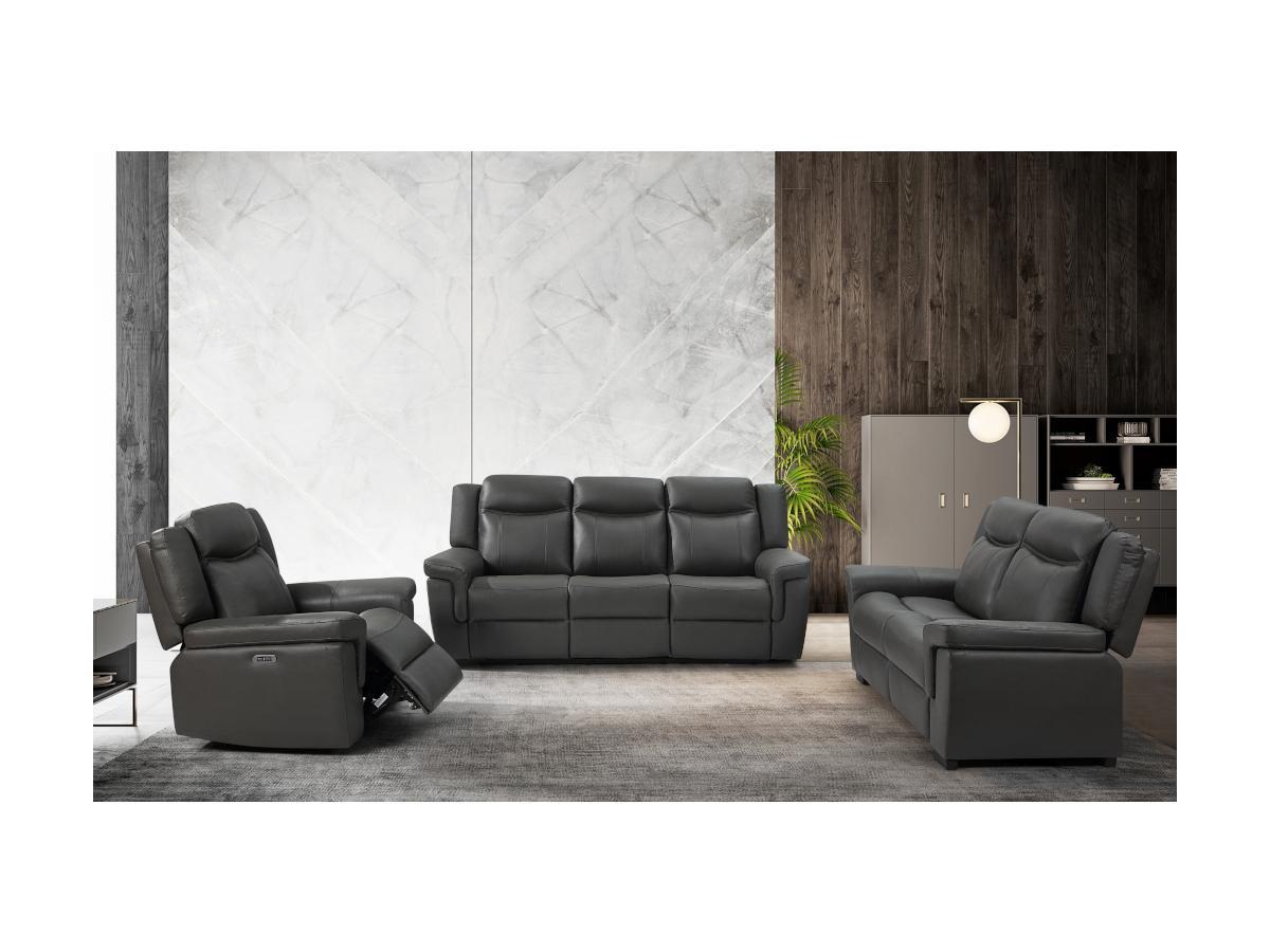 Vente-unique Relaxsofa elektrisch 3Sitzer Leder KENNETH  