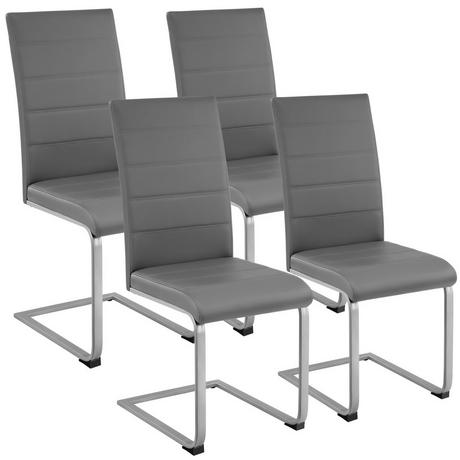 Tectake Chaises de Salle à Manger BETTINA Rembourrées Pieds en métal Argentés Design Moderne  