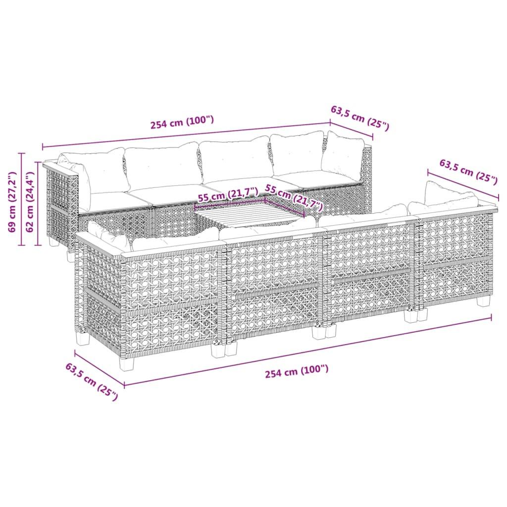 VidaXL Ensemble de canapés de jardin rotin synthétique  