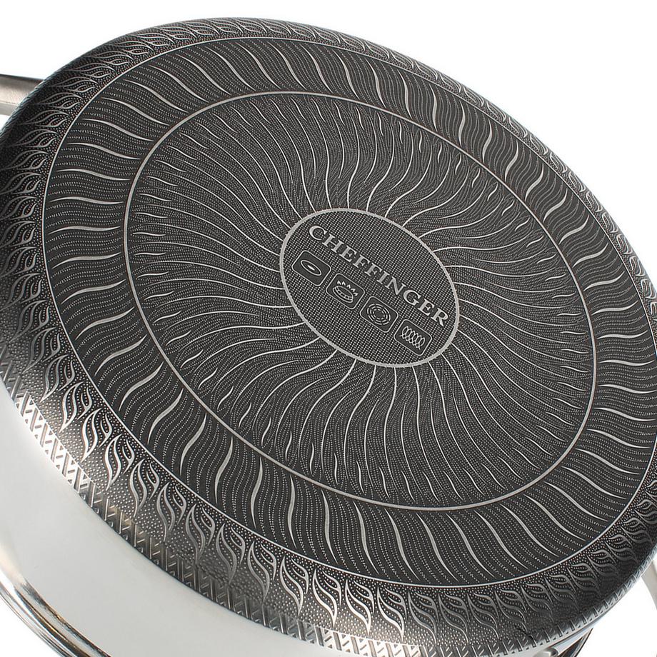 Cheffinger Padella inox premium con coperchio 24 cm  