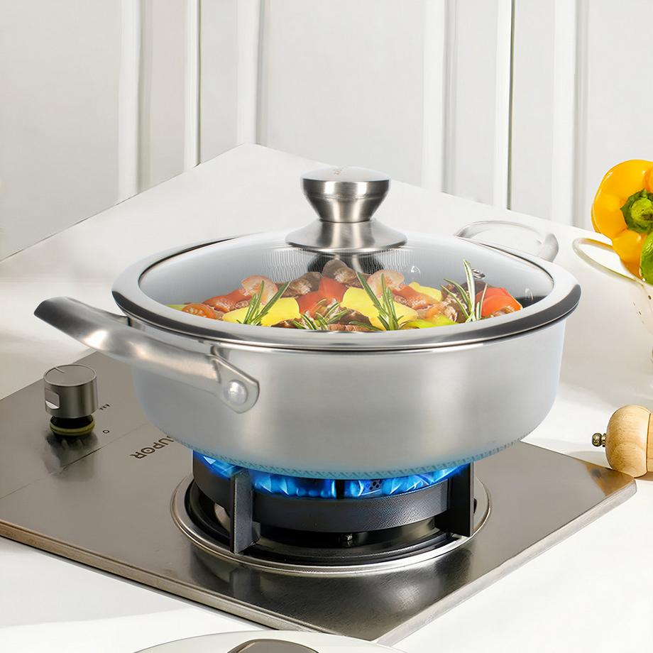 Cheffinger Padella inox premium con coperchio 24 cm  