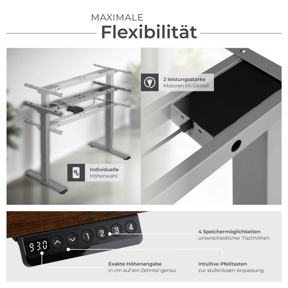 Tectake Bureau assis debout TWAIN avec réglage électrique de la hauteur  