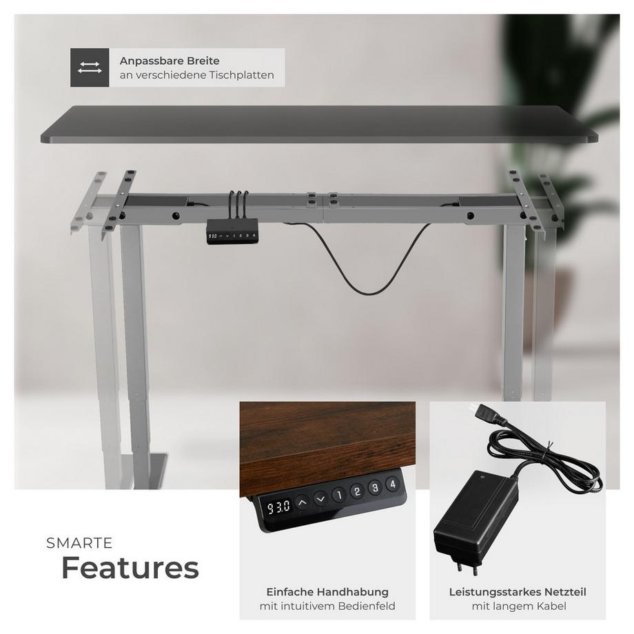 Tectake Bureau assis debout TWAIN avec réglage électrique de la hauteur  