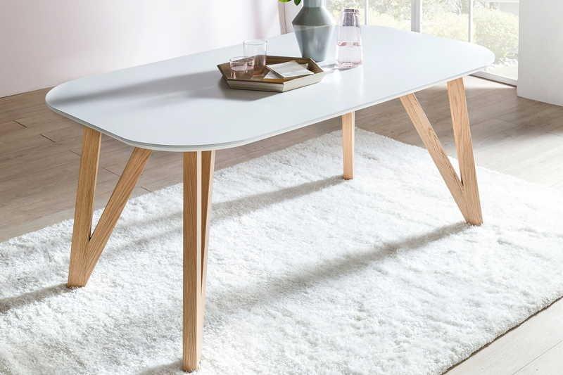 mutoni Table à manger 200x90x76cm chêne blanc  