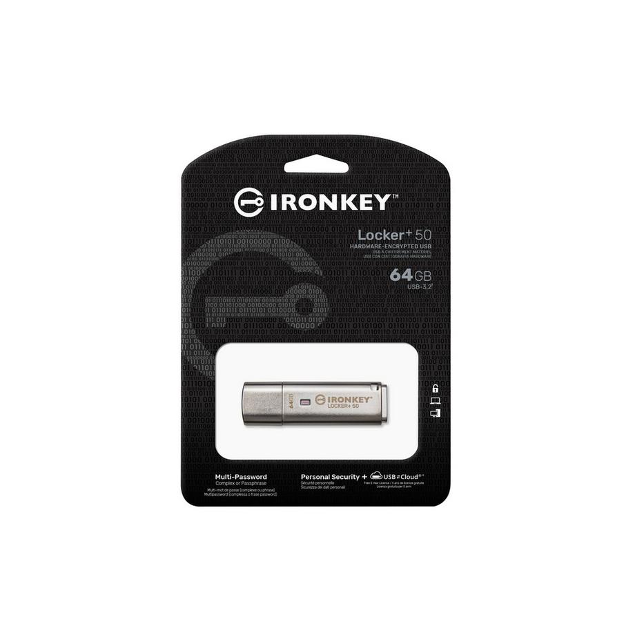 Kingston  Kingston IronKey Locker+ 50 – Sicherer USB-Speicherstick 64 GB 