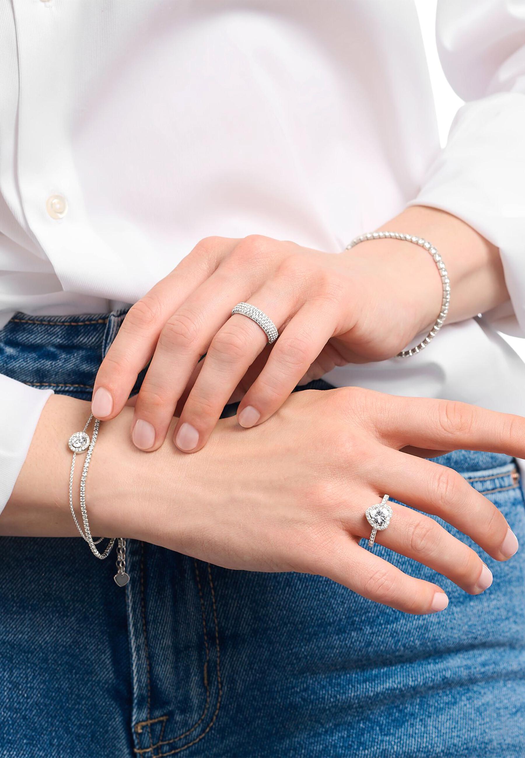 Thomas Sabo  Bague blanche Halo Zirconia en forme de coeur Argent 