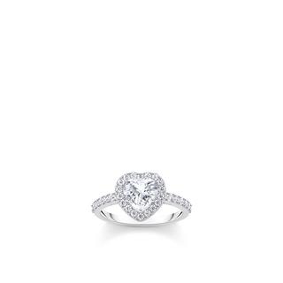 Thomas Sabo  Bague blanche Halo Zirconia en forme de coeur Argent 