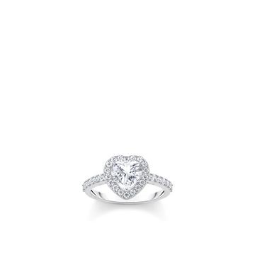 Bague blanche Halo Zirconia en forme de coeur Argent