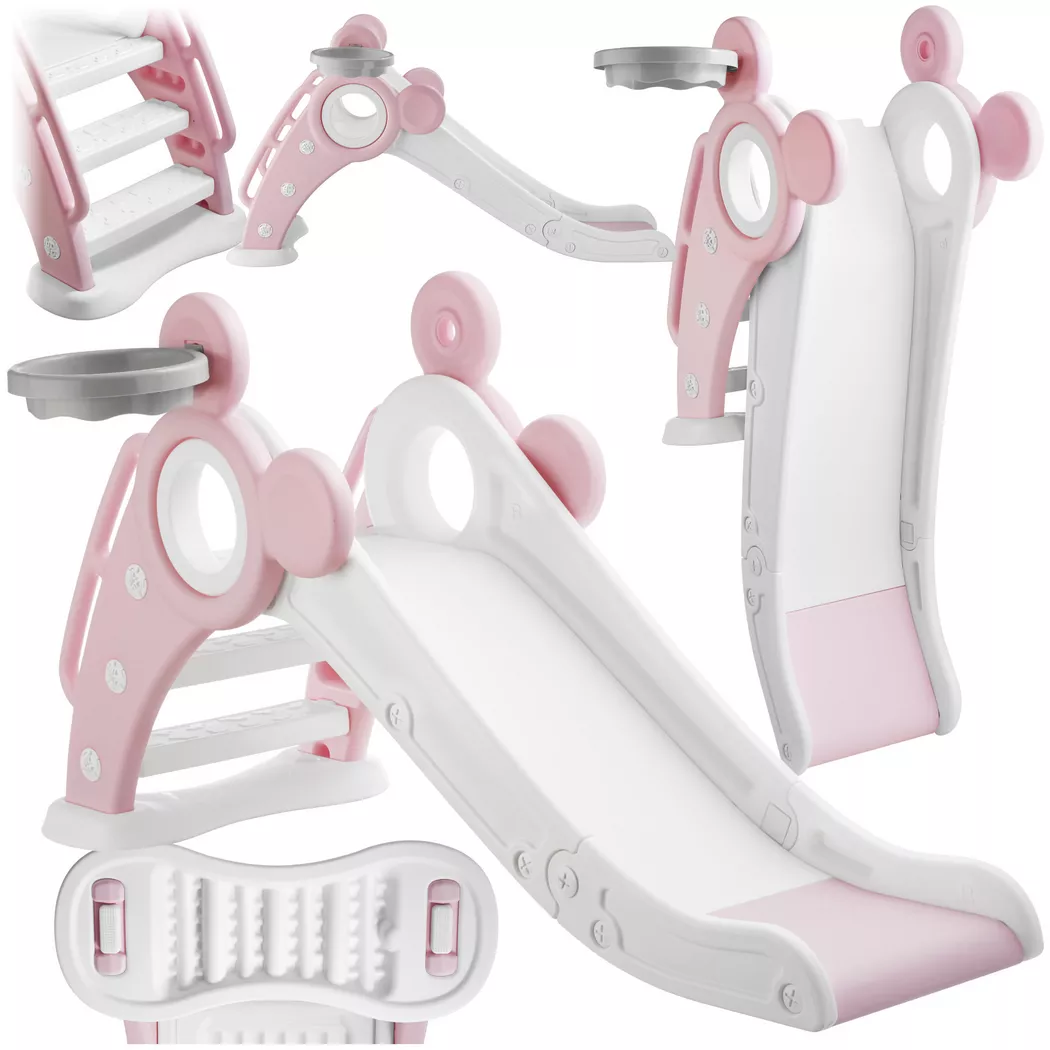 Tectake - Kinderrutsche Joy ab 2 Jahren mit Basketballkorb, 70 CM, Pink