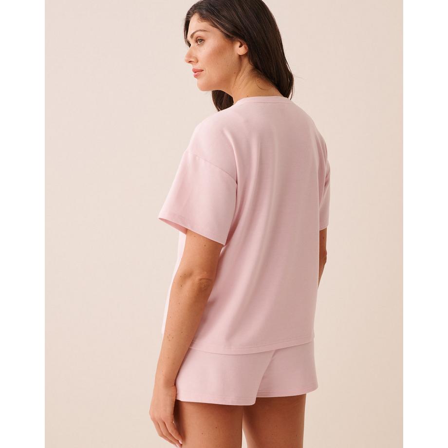 La Vie En Rose Kurzarm T-Shirt aus Sweatstoff  