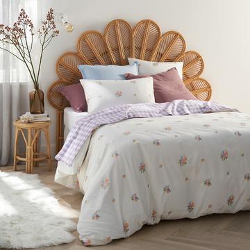 Housse de couette percale coton brodée