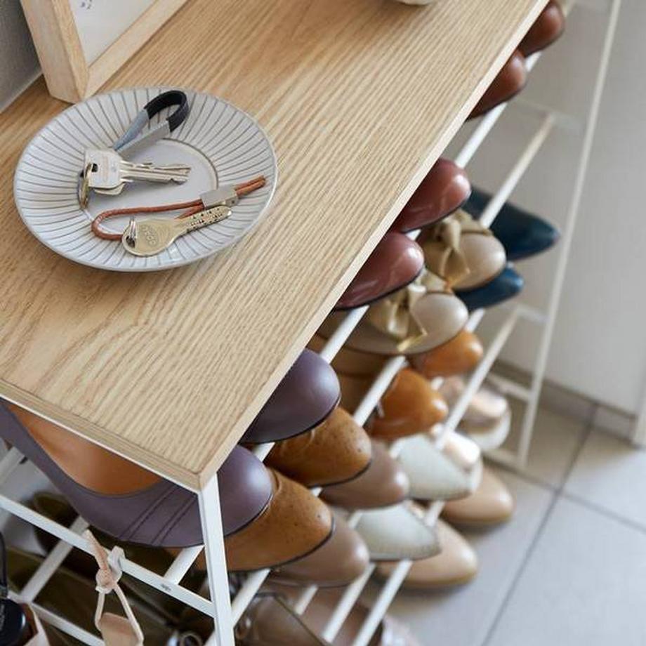 Yamazaki 6-stufiges Schuhregal TOWER  mit Holzplatte  