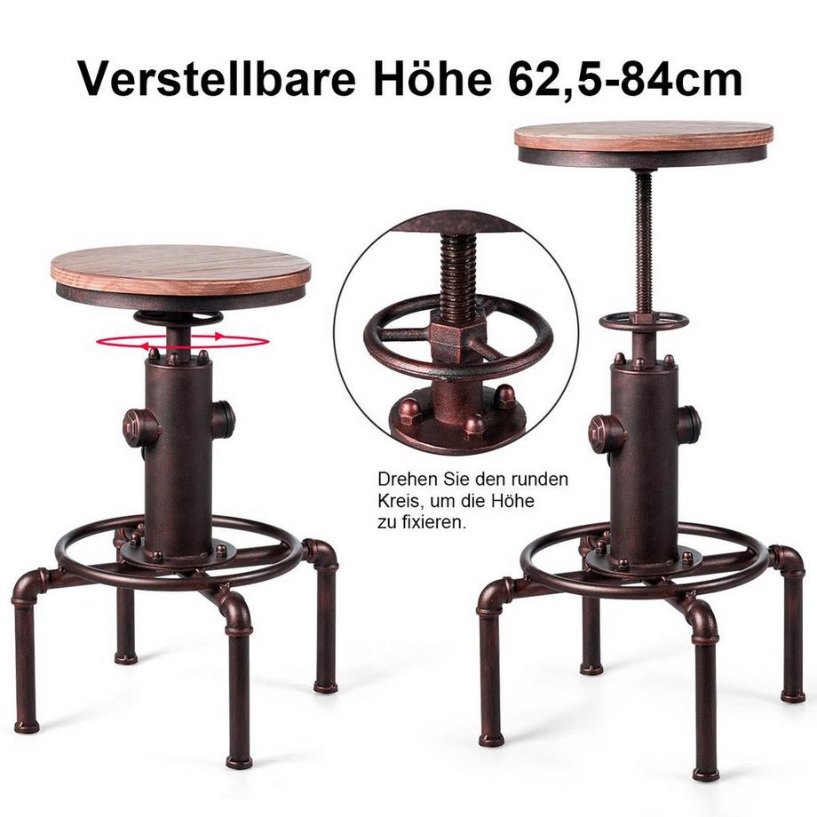 Northix Verstellbarer Barhocker, Drehsitz  