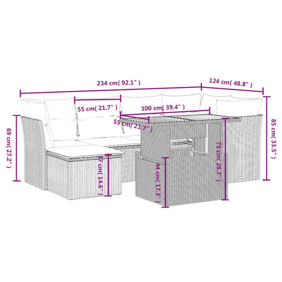 VidaXL set divano da giardino Polirattan  