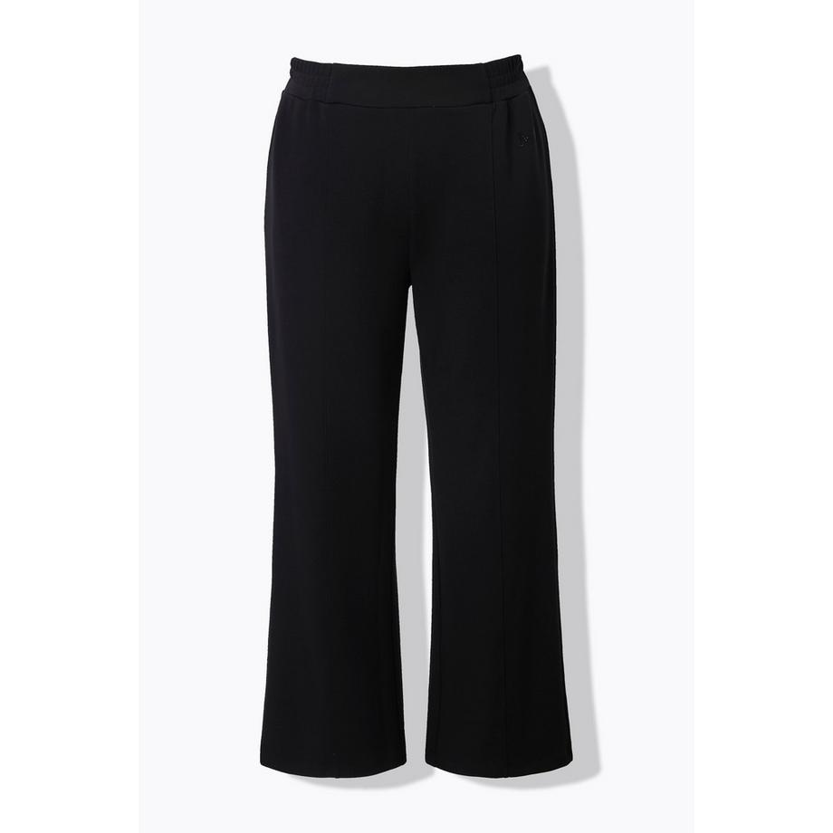 Ulla Popken Pantalon en Molleton Jambe Large Droite Passepoils Taille Élastique  
