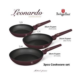 Berlinger Set de 3 poêles à frire 20/24/28 cm mat bordeaux Leonardo Collection  