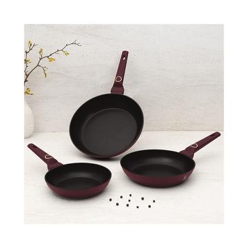 Set de 3 poêles à frire 20/24/28 cm mat bordeaux Leonardo Collection