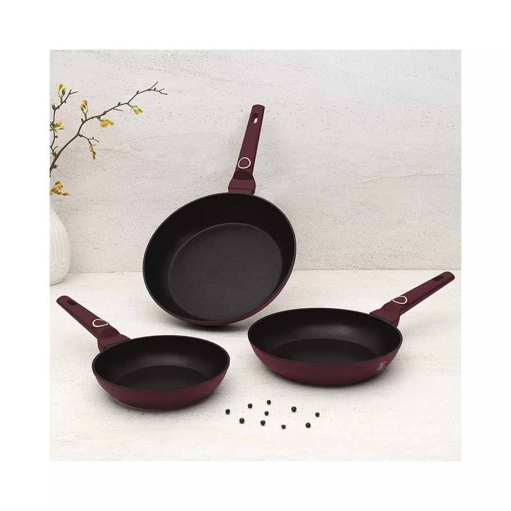 Berlinger - Set de 3 poêles à frire 20/24/28 cm mat bordeaux Leonardo Collection, One Size
