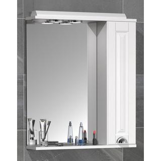 VCM Badspiegel Wandspiegel 60 cm Hängespiegel Spiegelschrank Badezimmer Landhaus Drehtür Beleuchtung Casalo L  