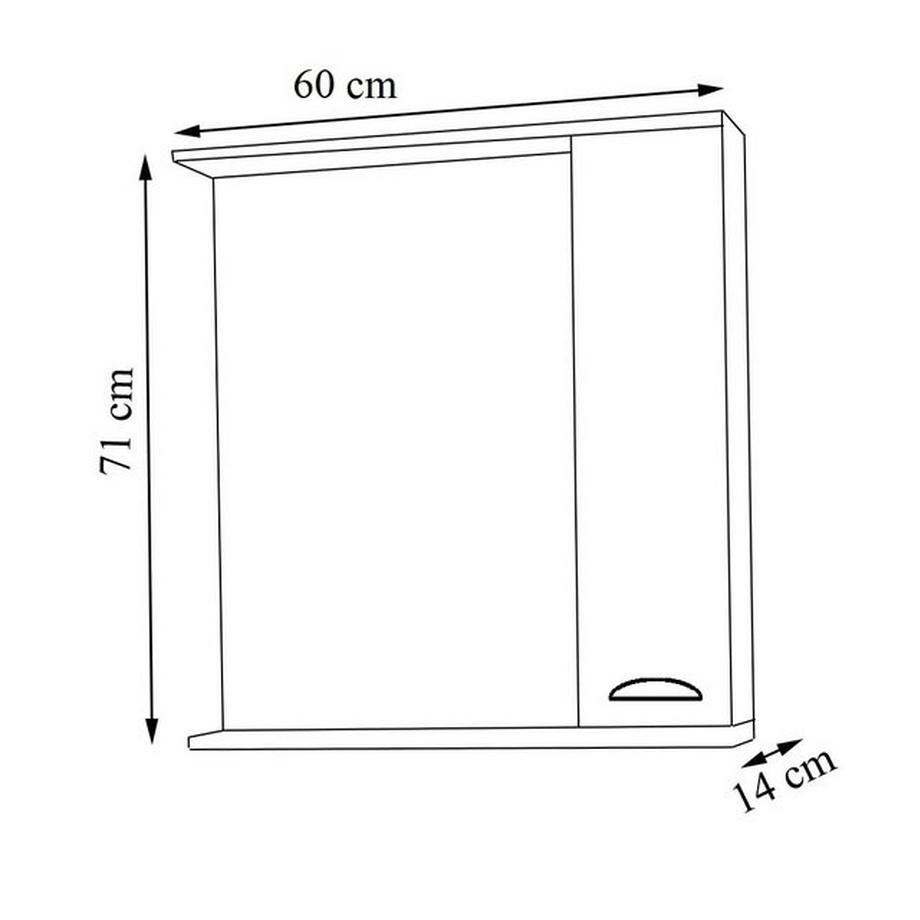 VCM Miroir de salle de bain miroir mural 60 cm miroir suspendu armoire de toilette salle de bain style rustique porte tournante éclairage Casalo L  