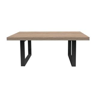 Vente-unique Table à manger 8 couverts - Naturel et noir - NADIEGE  