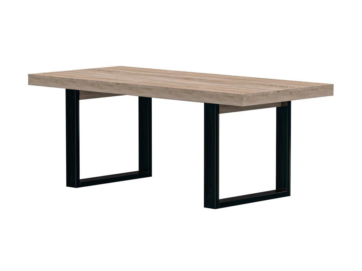 Vente-unique Table à manger 8 couverts - Naturel et noir - NADIEGE  