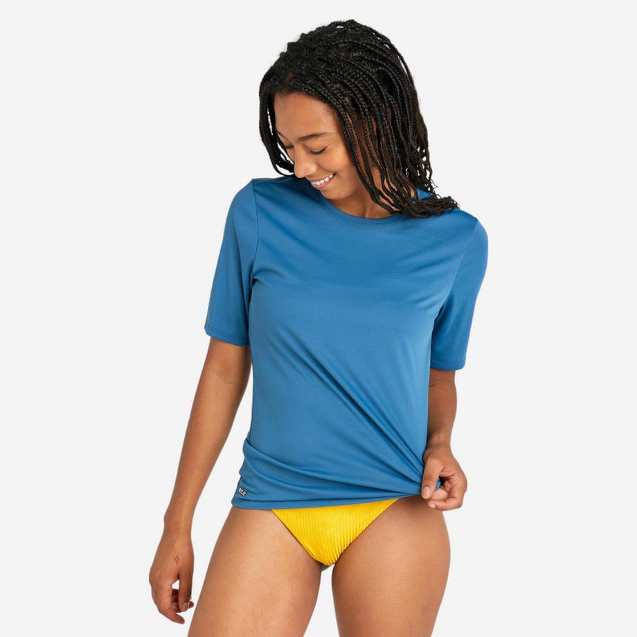 DECATHLON  T-shirt anti-uv surf femme manches courtes polyester 