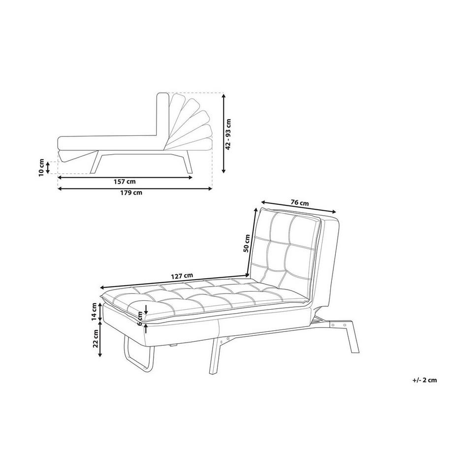 Beliani Chaise longue en Velours  LOIRET  