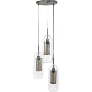 mutoni Lampe suspendue 3x 15x15 étape cylindre verre finition argent vieilli  