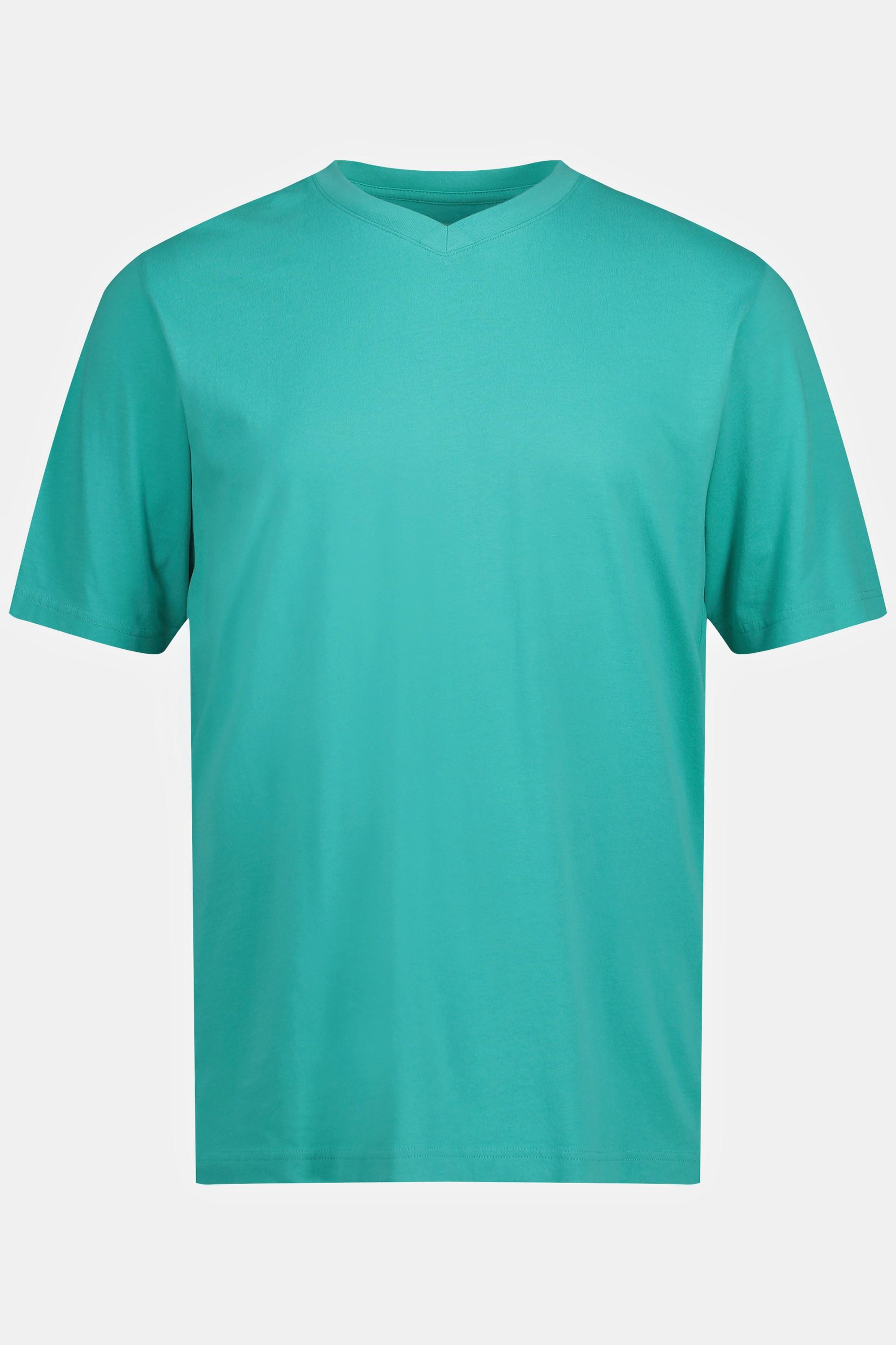 JP1880  T-shirt basic con scollo a V turchese chiaro 