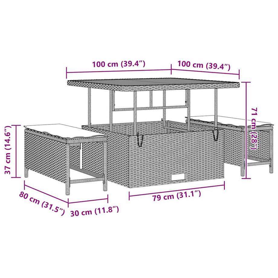 VidaXL Ensemble de canapé de jardin poly rattan  