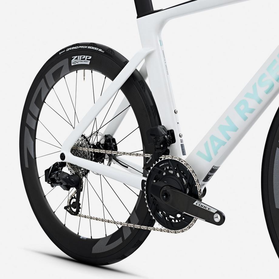 VAN RYSEL  Vélo de route Sram FORCE AXS E1 12V capteur de puissance, RCR-F Pro blanc 