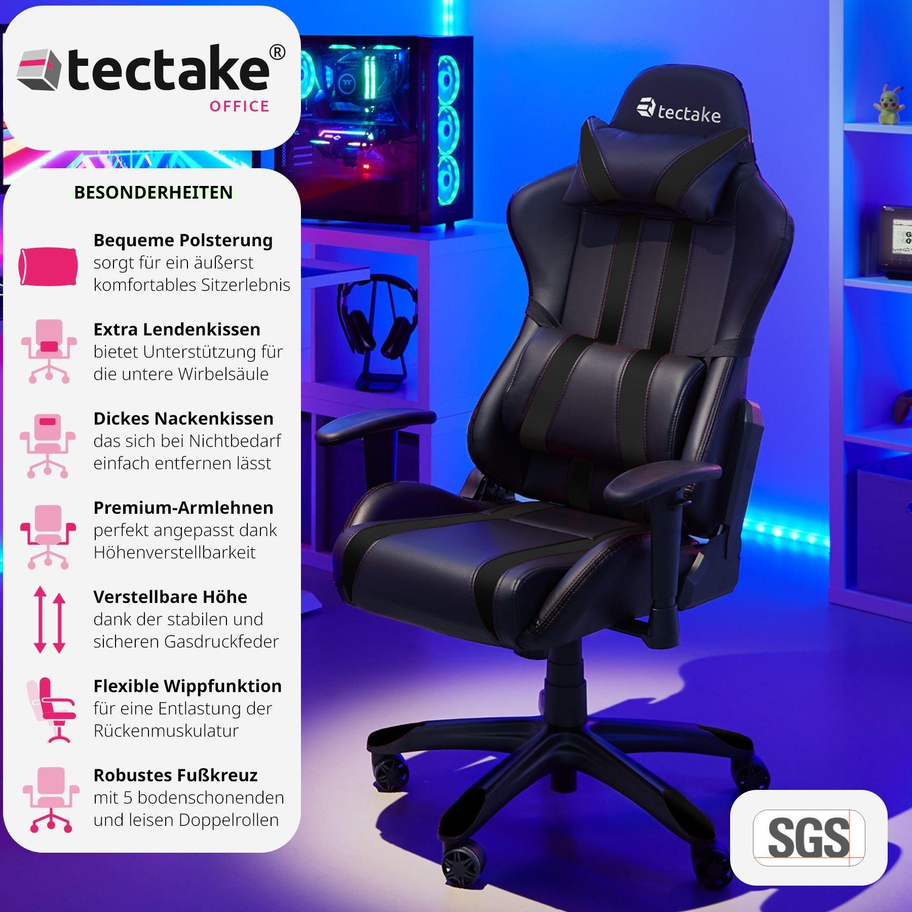 Tectake Premium Racing Bürostuhl mit Streifen  