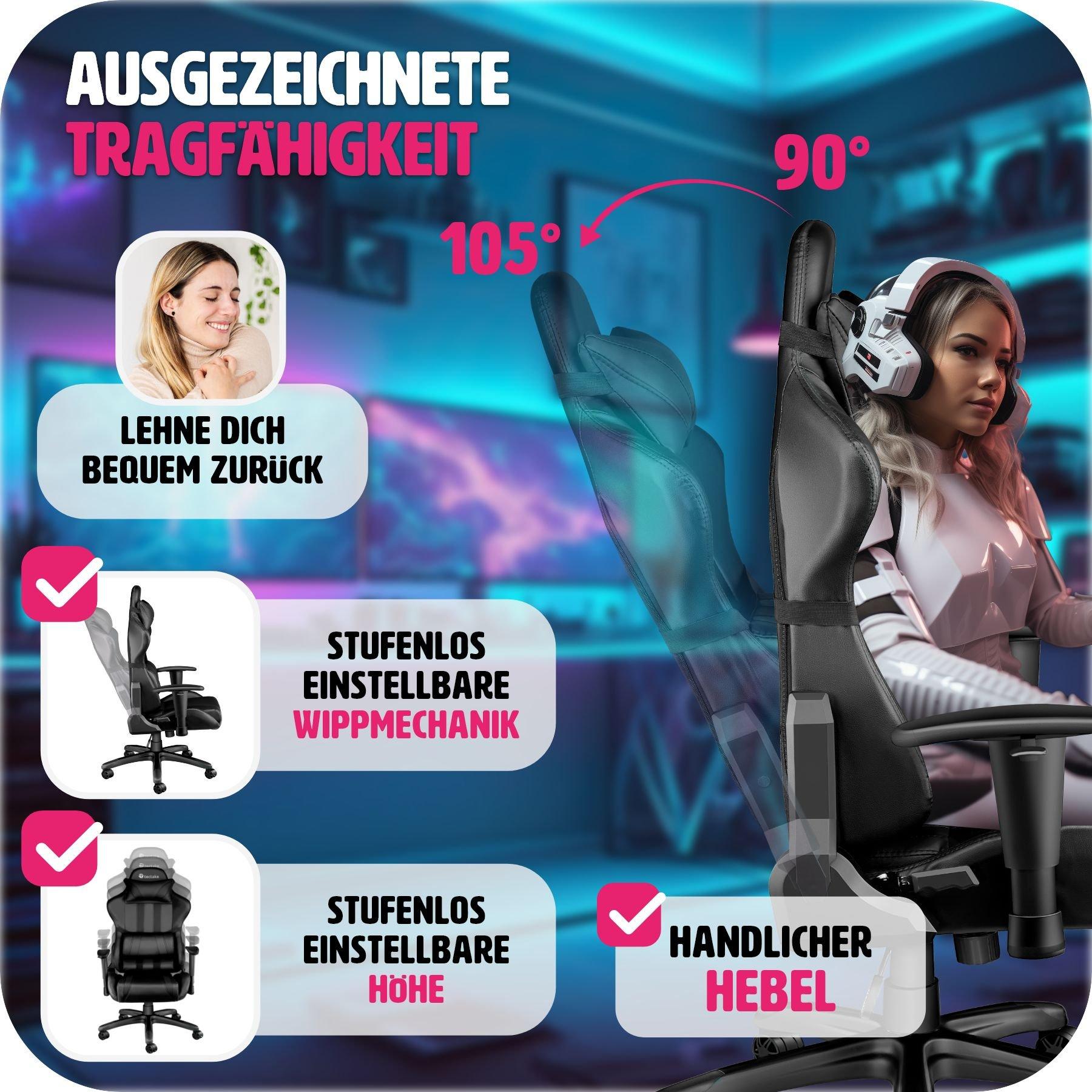 Tectake Premium Racing Bürostuhl mit Streifen  