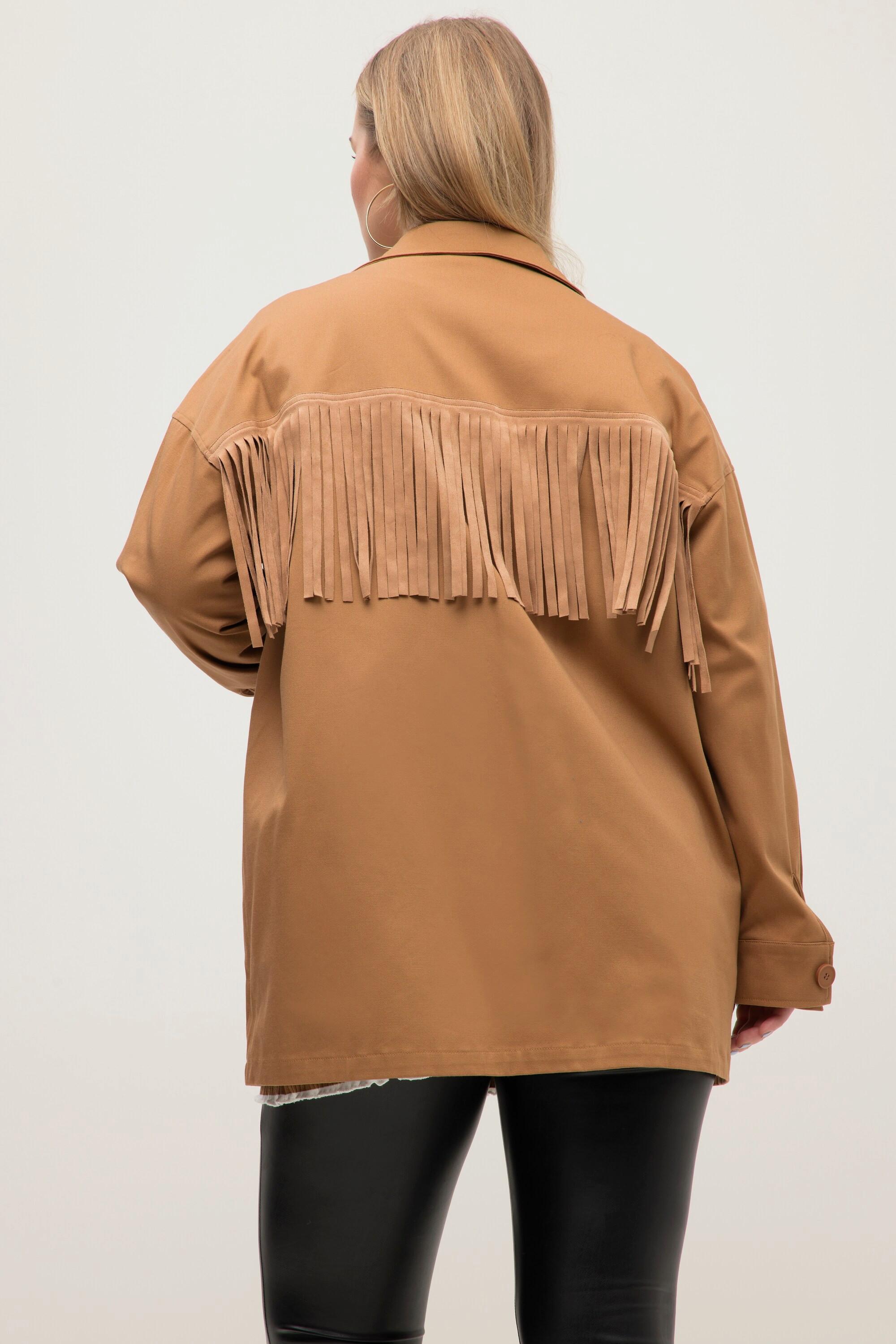 Studio Untold Giacca a Camicia Oversize Maniche Lunghe con Frange  