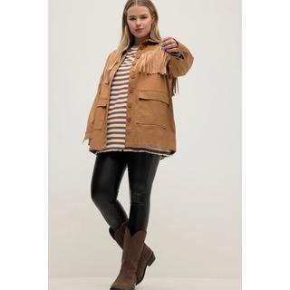 Studio Untold Giacca a Camicia Oversize Maniche Lunghe con Frange  